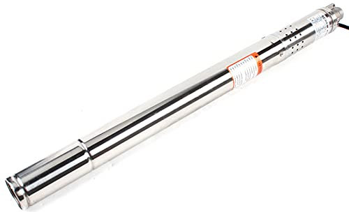 Pompe de puits profonde en acier inoxydable - 2 - 370 W - Compatible avec le sable - Pompe submersible pour le jardin - 1000 l/h - Pompe tubulaire avec protection thermique