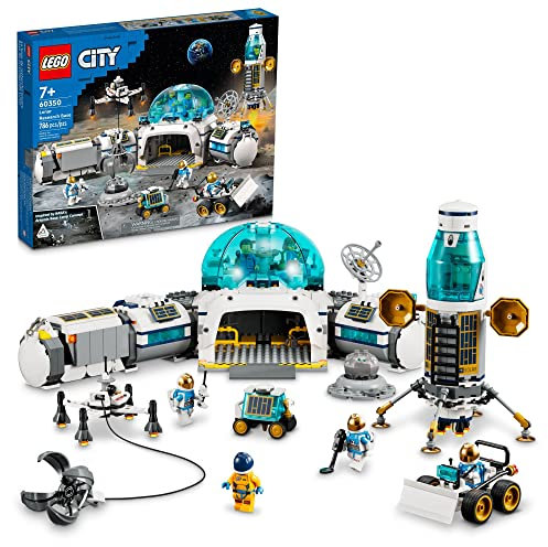 LEGO City Lunar Research Base 60350 Building Kit for Kids Aged 7 and Up; Toy Moon Base with Science Labs, Air Lock, Lunar Lander, Viper Rover, Moon Buggy, and 6 Astronaut Minifigures (786 Pieces)