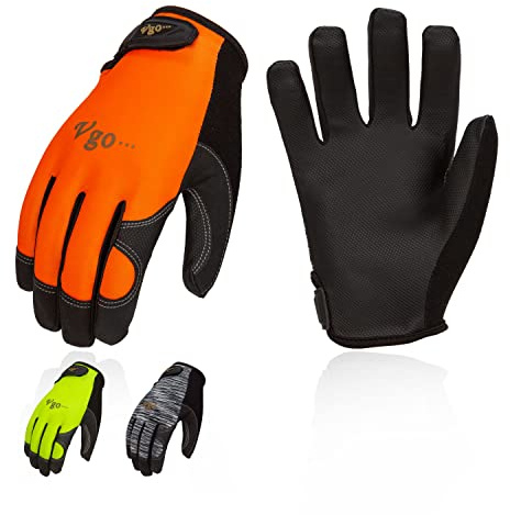 Vgo... 3 Paare hohe Geschicklichkeit Touchscreen PU Leder Arbeitshandschuhe Mehrzweck(PU8718)