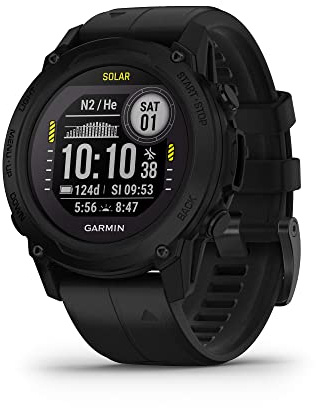 Descent™ G1 Solar, computadora de Buceo Resistente con capacidades de Carga Solar, múltiples Modos de Buceo, Seguimiento de Actividad, Color Negro