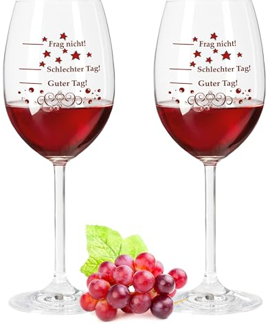 GRAVURZEILE Leonardo Weingläser mit UV-Druck - Schlechter Tag, Guter Tag, Frag nicht! - Geschenk für Hobby-Sommelier & Weinliebhaber - Geburtstagsgeschenk für Frauen & Männer - Farbe: Daily UV