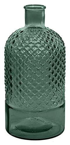 Sensei Maison - Vase Bouteille en Verre recyclé Diamond - 28 cm - Eucalyptus