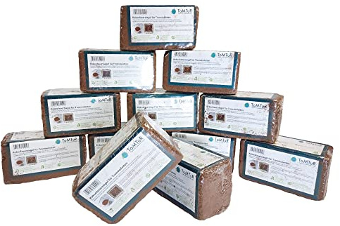 ToMTuR Brique de Fibre de Coco (démarreur de Compost) Pack de réserve XL Grand (12 pièces)