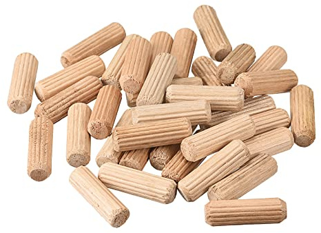 sourcing map Holzdübelstifte, Holznagel, Zylinderstift, Astlochdübel, 8 x 25 mm, geriffelt, abgeschrägte Enden, Holzdübel, ofengetrocknetes Hartholz, für Holzbearbeitung, Möbel, Regal, 100 Stück