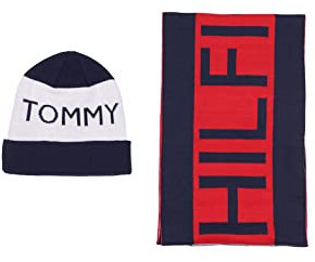 Tommy Hilfiger Herren-Schal und Mütze, Zubehör für kaltes Wetter, Geschenk-Set, Kapitän des Himmels (Sky Captain), Einheitsgröße