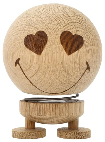Hoptimist Smiley Love Wackelfigur & Glücksbringer aus Holz, Deko Skandinavisch, Wohnzimmer & Schreibtisch Deko, Büro Gadgets, Tolle Kleine Geschenke, 7,4 x 8,3 x 9,5 cm, Medum, Raw Oak