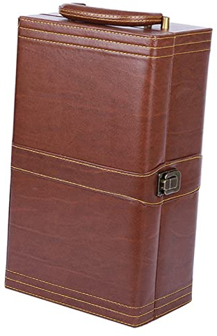 perfk Coffret Cadeau vin en Cuir PU avec Service à vin avec Couvercle et poignée Organisateur de Rangement Étui de Transport de vin pour événements, Double Fente
