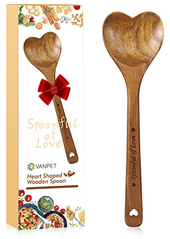 Holzlöffel in Herzform – Herzförmiger Holzlöffel, Küchengeschirr zum Kochen mit Liebe, einzigartiges Muttertagsgeschenk für Köche, Gastgeberinnen, Mutter, Oma, Ehefrau, Hochzeiten, Hauseinweihung,