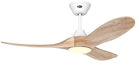 CasaFan ECO GENUINO-L 122 Deckenventilator mit LED-Beleuchtung, Energiesparender & leiser Ventilator mit Massivholzflügeln, 6 Geschwindigkeitsstufen mit Fernbedienung, für Räume bis 16 qm