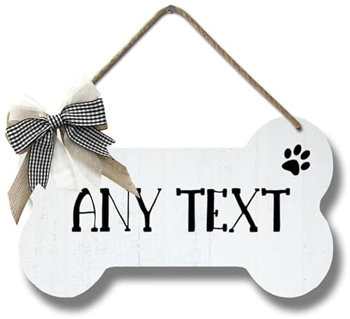 Horienteeon Ymaotrade Personalisiertes Hundeknochen-Schild, individuelles Hundehaus-Holzschild, Dekoration, Haustierpfote, individuelles Namensschild, Wanddekoration, 21,1 x 12,2 cm