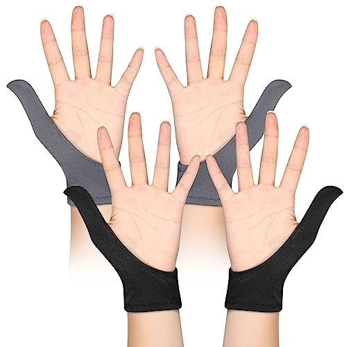Ramede 2 Pairs Adult Thumb Guard Habit Stop Thumb Sucking Black and Grey Finger Guard Glove for Helping Stop Hair Pulling and Skin Picking