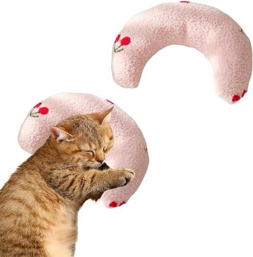 DENTRUN Kattkudde husdjur mjuk leksak katt lugnande kudde för hund ångestlindring valp kramkudde nacke u-formad kudde hundbädd kudde sova förbättra komfort katt plyschleksak