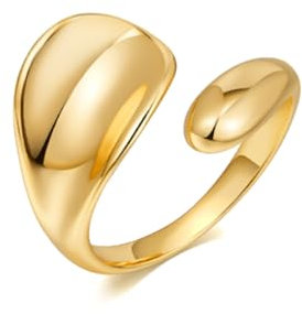 HEEYA Ring Gold Hypoallergen Ringe 18K Vergoldet Offen Verstellbare Ring Klobig Chunky Dick Daumenringe Wassertropfen Daumen Finger Umarmen Ringe Unisex Schmuck mit Geschenkbox