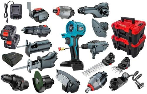 WHIPIN 15-in-1 Cordless Power Tool Combo Kit, Multi-Functional Brushless Power Tool Combo Kit, 2-in-1 Hedge Trimmer, Woodworking Tool Kit with Tool Boxes, Used for Homes and Gardens