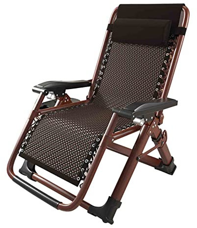 Liegender Loungesessel, klappbare Rattan-Sonnenliege für die Mittagspause, Liegestuhl auf dem Balkon zu Hause, mit verstellbarer Rückenlehne, Sonnenliege, tragbarer Schwerelosigkeitsstuhl aus Alu