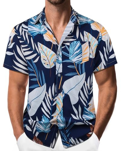 Danfiki Herr Funky Hawaiiansk Skjorta Med Korta Ärmmar Framficka Sommar Semester Aloha Strandtryckt Casual Hawaii Skjorta, XXL