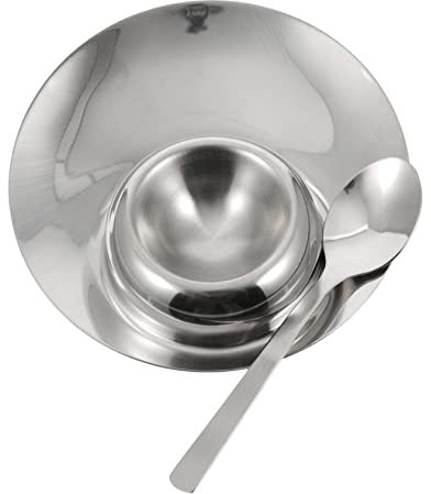 COLLBATH Plateau à Œufs INOX avec Coquetier Et Cuillère Support Métallique Stable pour Rangement Et Présentation Léger Et Facile Entretien Cuisine Et Restauration