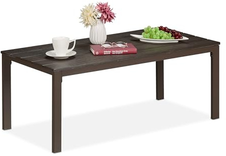 Relaxdays Trädgårdsbord, väderbeständigt, även för terrass och balkong, loungebord, HBT: 39 x 98 x 48 cm, utomhusbord, brunt