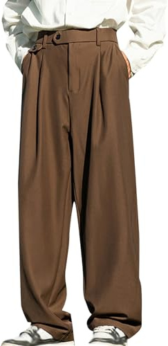 Rrongwn Business Hose Herren Weites Bein Hose Elegantes Hose Loose Fit Anzughose Weit Chino Hose High Waist Wide Leg Pants Casual Bundfaltenhose Slim Fit Freizeithose