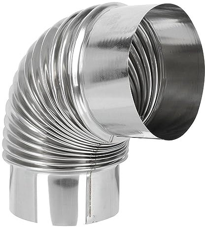 Rohrbogen, 90-Grad-Kamin, Edelstahl-Rauchrohr, Ø 50 mm, Ø 60 mm, Edelstahl-Kamin-Rauchrohr-Adapterrohr, Ofenrohr-Kniestück, Hitzebeständiges Rauchrohr, Warmwasserbereiter-Abgasrohr(Diameter 5 cm)