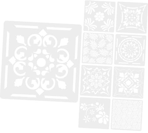 HOODANCOS 9stücke Teilige Kunststoff-malvorlagen Mandala-zeichenvorlagen Hohle Blumen-zeichenwerkzeuge Für Junge Mädchen Weiß Leicht Zu Reinigen Tragen