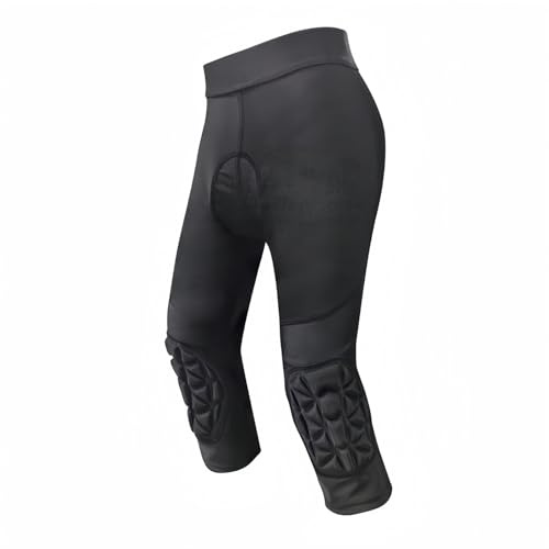Topeter Pantalon de vélo rembourré 3D pour jeunes, leggings Capri de cyclisme avec genouillères, collants courts de vélo de compression, Noir , 7-8 ans
