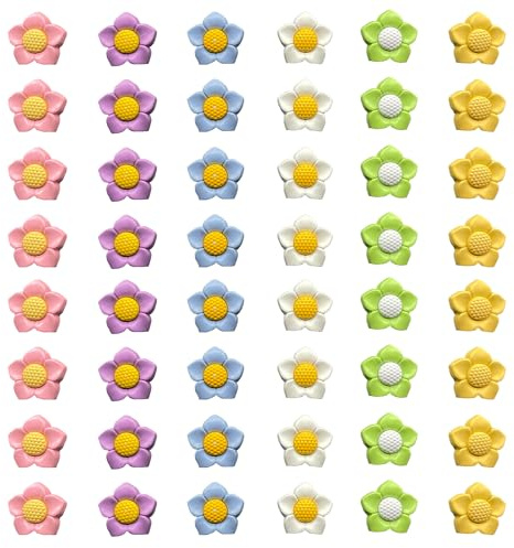 DHER 48 st små färska blomknoppar, dekorativa knappar för sömnad handsydda färgglada knappar, dekorativa för smycken hårtillbehör (C, 19 mm)