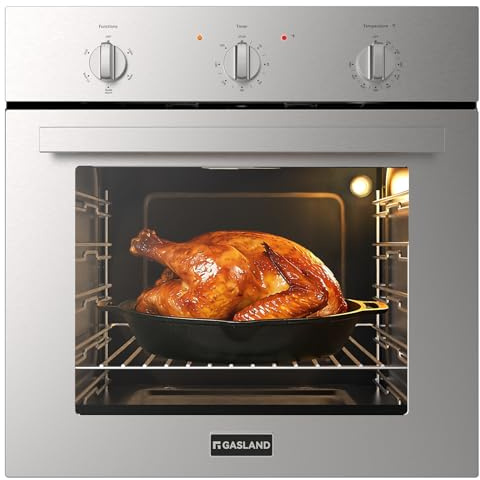 24 Inch Electric Wall Oven, GASLAND Built-in Oven with 2.79 Cu.ft Capacity, 5 Working Functions, Ergonomic knob, Removable 3-Layer Glass Door, 2200W Stainless Steel Single Wall Oven, ETL Certified