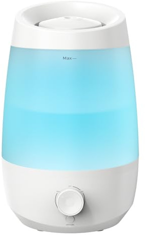 AROEVE Humidificador, 2,5L Humidificador Aceites Esenciales, 250 ml/h, 25H Difusor de Aceites Esenciales, Apagado Automático, 25 dB Silencioso para Bebés y Plantas, Blanco