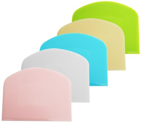 Zucosue 5 Pack Flexible Plastic Dough Scrapers, Multipurpose Bench Cutters for Bread Cake Pastry, Pastry Dividers, Lightweight Baking Tools for Home Kitchen, Bakery, Cooking Class