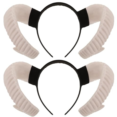 TOPPERFUN 2pcs Sheep Horn Hairband Realistic RAM Horn Headband for Women Lightweight Comfortable Cosplay Costume Accessory for Halloween Christmas Party