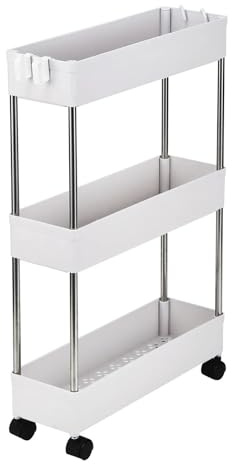 ZGHQHCDRH Carro de Almacenamiento Delgado, Multifuncional, móvil, Ultrafino, de 3 Capas, Adecuado para Cocina y baño, Lugar Estrecho Carro de Cocina con Ruedas
