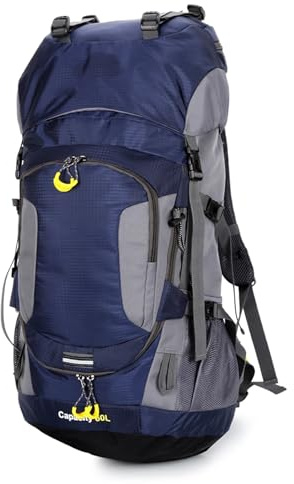 LPATEBCVU Trekkingrucksack 60L Wasserdichter Wanderrucksack Camping Bergsteigen Fahrradrucksack Outdoor Sporttasche mit Regenschutz