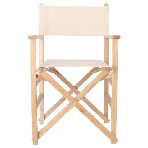 Silla de Director de Madera con Barniz con Lona de Color Crudo
