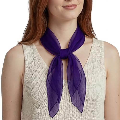 Basic Sense Square Chiffon Scarf Bandana for Women, Head Scarf, Purple