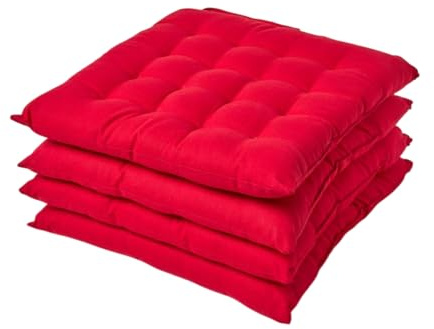 Homescapes 4er Set Stuhlkissen 40x40 cm rot – Sitzkissen Outdoor/Indoor mit Baumwollbezug, Sitzpolster waschbar und Oeko-TEX-Zertifiziert für Esszimmer-, Küchen- & Gartenstühle