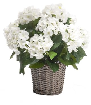 Generisch künstliche Hortensie im Korb weiß H. 45cm D. 20cm Emerald Topfpflanze