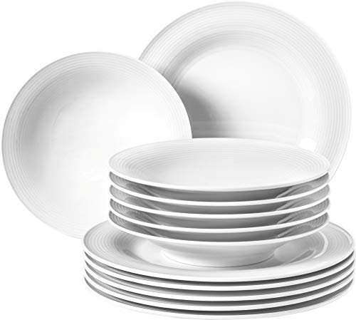 SELTMANN WEIDEN Servizio da tavola 12 pezzi BT – Beat – Forma: rotonda con sollievo, stile moderno, bianco