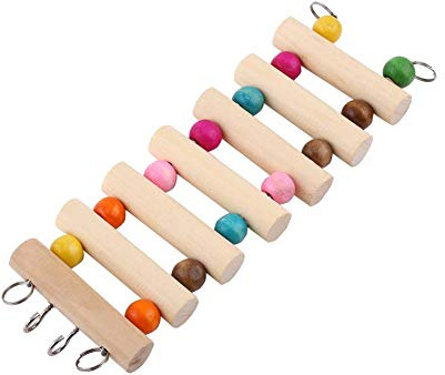 3Sizes Pet Hanging Ladder Hamster Stairs Wooden Suspension Bridge Steps Stairs Climbing Swing Climbing Ladder Bridge Bird Hamster Toys Supplies Handing Cage Decor(M),Bird Toy