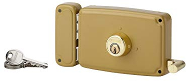 THIRARD - Serrure horizontale en applique double entrée à tirage pour porte d'entrée, gauche, 140x94mm, axe 70mm, marron, 3 clés