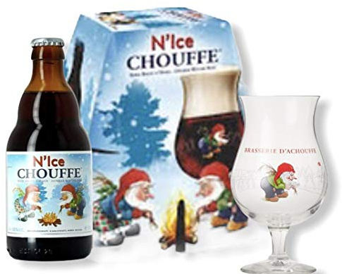4 Flaschen La Chouffe N'ice Weihnachtsbier Beer/Bier inkl. original Glas