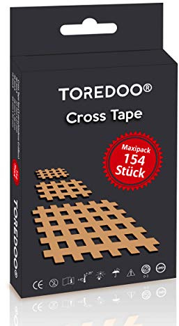 TOREDOO Cross Tape Gittertape Mix Box Gitterpflaster 154 Stück, hautfarben