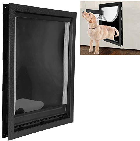 Große Hundetür, magnetische Haustiertür, abnehmbare Schwarze Zwei-Wege-Wand aus Kunststoff für große Haustiere Mittlere Haustiere(Black)