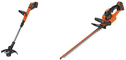 BLACK+DECKER 18V Cordless 28 cm String Grass Trimmer 2.0Ah Lithium Ion Battery & 18V Cordless 45 cm Hedge Trimmer with 2.0Ah Lithium Ion Battery