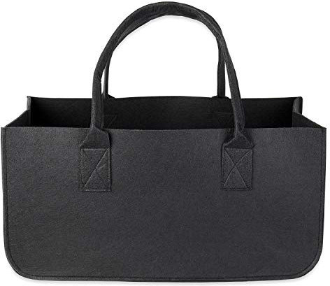 Schramm® 1 oder 2 Stück Filztasche Tasche aus Filz schwarz 50x25x25 cm Kaminholztasche Holzkorb Einkaufstasche Filzkorb Zeitungskorb Shopper Taschen Filztaschen, Größe:1 Stück