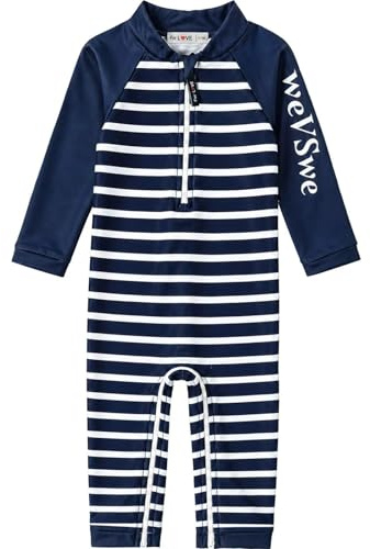 weVSwe Traje De Baño para Niños Pequeños UPF 50+ Protección Solar Tejido Reciclado Bebé Niño Una Pieza Manga Larga Rash Guard Escamas De Pescado Verde 0-6 Meses