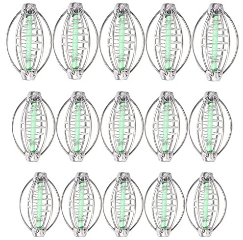 15 Stück Angeln Inline Feeder, Fischköder Futterkorb, Edelstahl Fischköderkäfig 5cm, 6cm, 7cm, für Angeln, Füttern