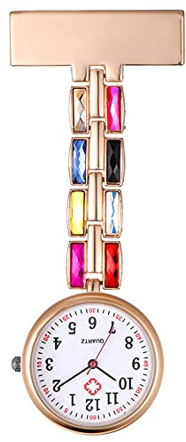 Avaner Krankenschwesteruhr Kristall Pflegeruhr Analog Quarzwerk FOB Pulsuhr Ansteckuhr Emaille Handwerkskunst Schwesternuhren mit Pin/Clip Set Arzt Doktor Medical Taschenuhr