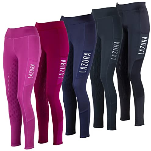 Lazura - Reitleggings für Damen Emilia | Vollbesatz aus Silikon | Vollbesatzreithose mit 2 seitlichen Handytaschen | Reithose in der Farbe Asphalt | Reitbekleidung in Größe 44