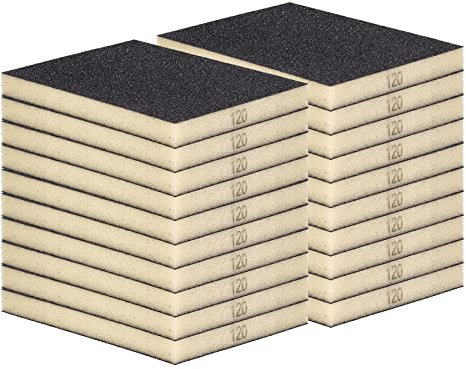 Schleifschwamm Schleifmatte 20 Stück MITTEL Körnung K120 Handschleifer für Holz Lack Metall, Nass- und Trockenschleifen, Schleifklotz, Schleifblock